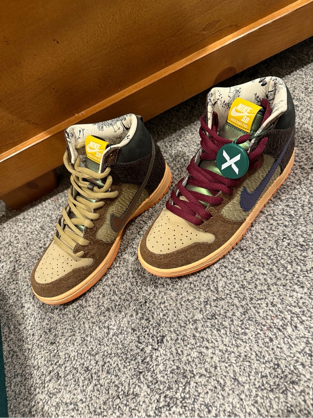 Nike SB High-Top Sneakers in Brown, Olive & Burgundy